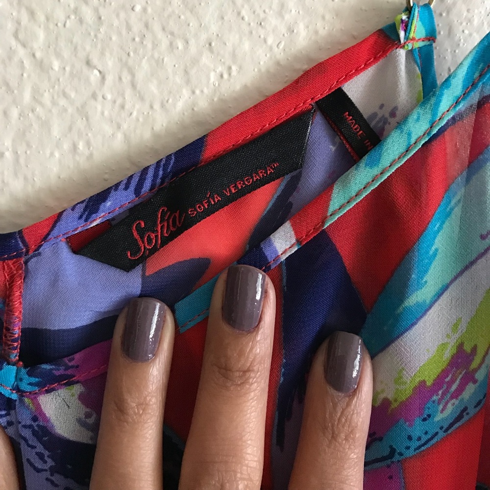 Floral sheer ruffled tank top - Picture 2 of 5